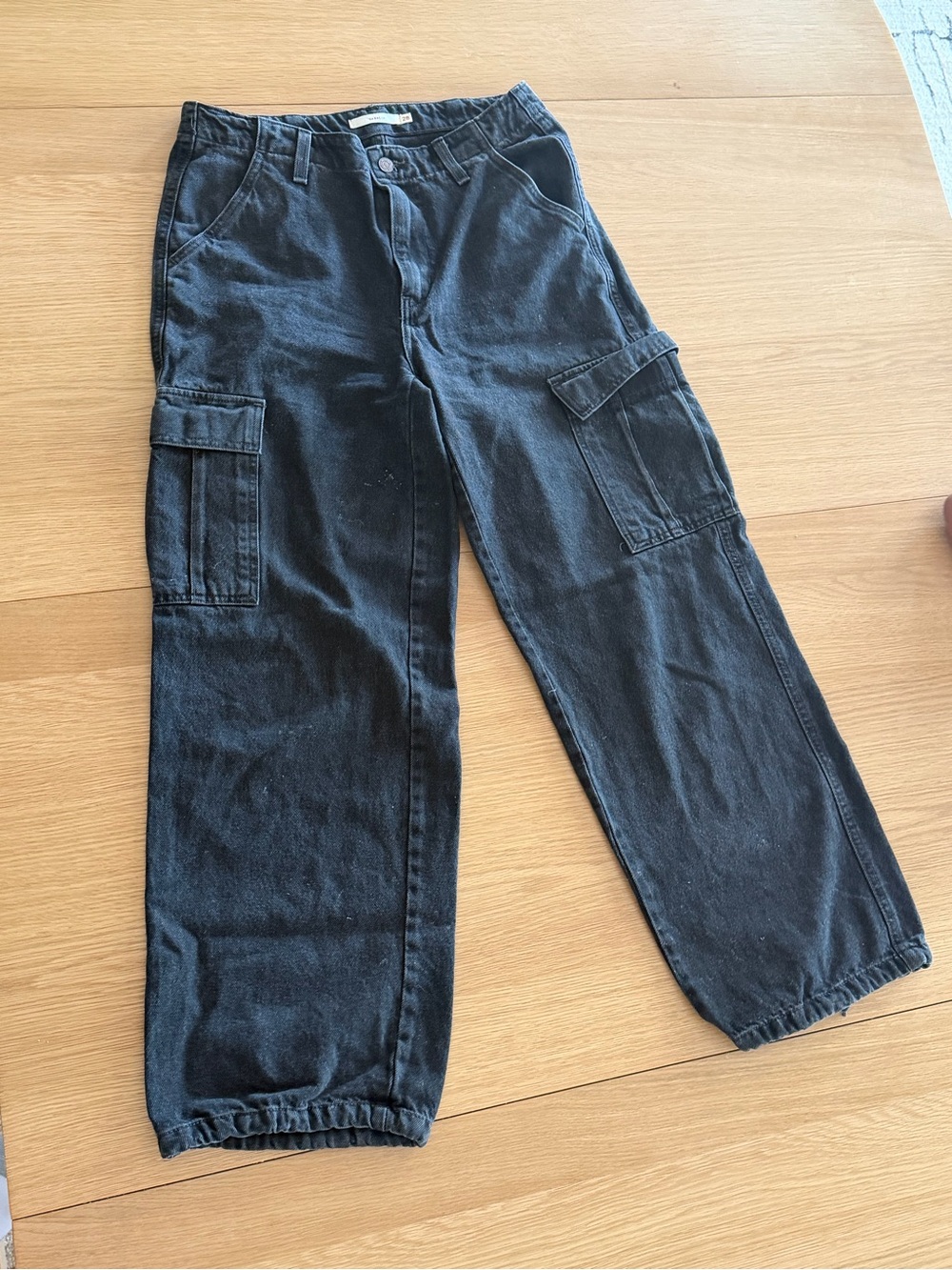 Black baggy cargo jeans size 28